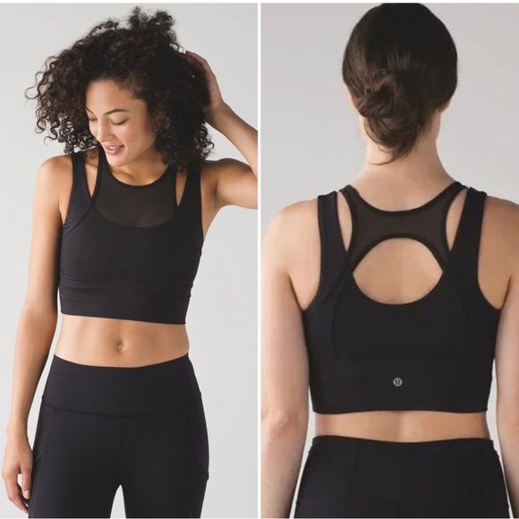 LULULEMON Double Tap Bra II Black Sports Bra w Mesh - Picture 1 of 14